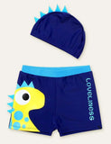 Dinosaur Swimming Shorts + Swimming Cap