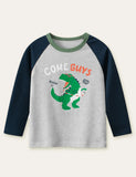 Dinosaur with Hula Hoop Printed Long-Sleeved T-shirt