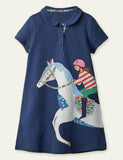 Equestrian Appliqué Short Sleeve Dress - Mini Taylor