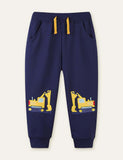 Excavator Cartoon Embroideed Sweatpants