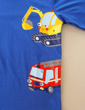 Excavator Fire Truck Printed Long Sleeve T-shirt - Mini Taylor