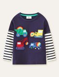 Excavator Rainbow Embroidered Long Sleeve T-shirt - Mini Taylor