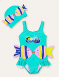 Fish Cute Printed Swimsuit + Swimming Cap - Mini Taylor