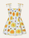 Floral Butterfly Full Printed High Waist Spaghetti Strap Dress - Mini Taylor