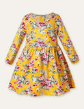 Vollbedrucktes Kleid mit langen Ärmeln und Kirschblütenmuster