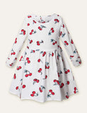 Floral Cherry Full Printed Long Sleeve Dress - Mini Taylor