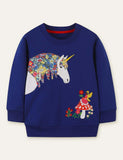 Floral Horse Appliqué Champignon Geborduurd Sweatshirt