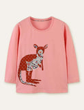 Floral Kangaroo Printed Long-Sleeved T-shirt - Mini Taylor