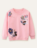 Floral Rabbit Butterfly Appliqué Sweatshirt - Mini Taylor