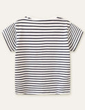 Flower Appliqué Striped T-shirt - Mini Taylor