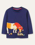 Flower Horse Tryckt Långärmad T-shirt