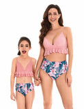 Flower Printed Pleated Family Matching Swim Suit - Mini Taylor