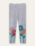 Flower Printed Striped Leggings - Mini Taylor
