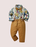 Full Printed Flower Overalls Party Suit