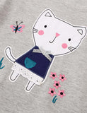 Garden Embroidered Kitten Appliqué Long Sleeve Dress - Mini Taylor