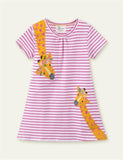 Giraffe appliqué Princess Short Sleeve Dress