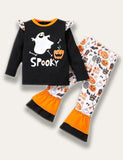 Halloween Printed Flared Pants Set