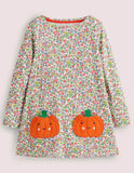 Halloween pompoen appliqué jurk