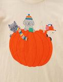 Halloween Pumpkin Printed Rainbow Striped T-shirt - Mini Berni