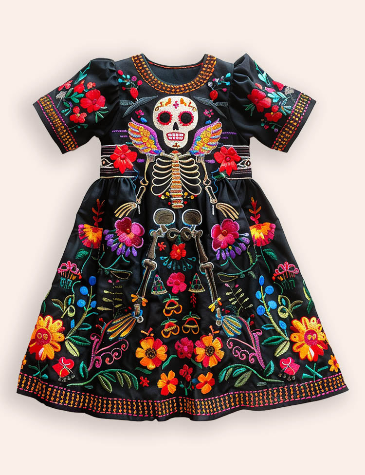 Halloween Skeletons Printed Dress
