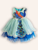Peacock Applique Tulle Party Dress