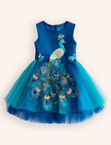 Peacock Appliqué Tulle Dress