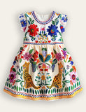 Multi Safari Floral Leopard Dress