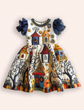 Halloween Haunted House Printed Dress