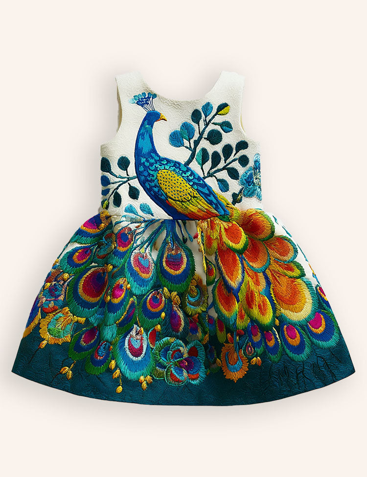 Peacock Appliqué Dress