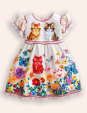 Floral Cat Appliqué Dress