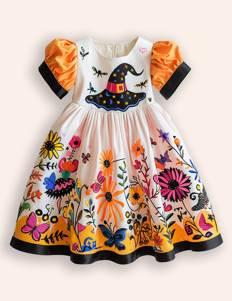 Halloween Witch Hat Printed Dress