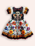 Halloween Skeleton Embroideried Dress