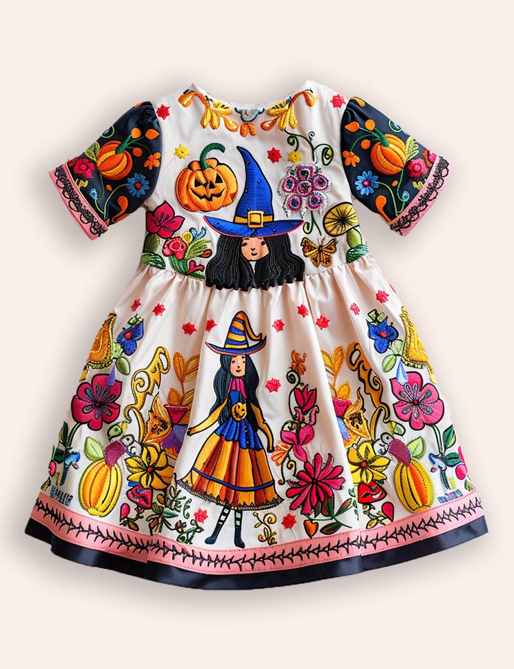 Halloween Witch Appliqué Dress