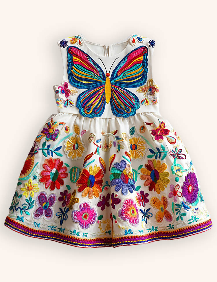 Floral Butterfly Appliqué Dress