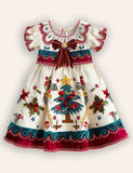 Christmas Tree Applique Party Dress