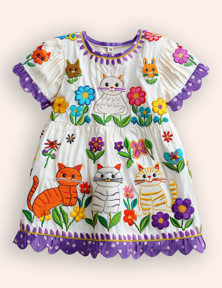 Cute Cat Printed Dress