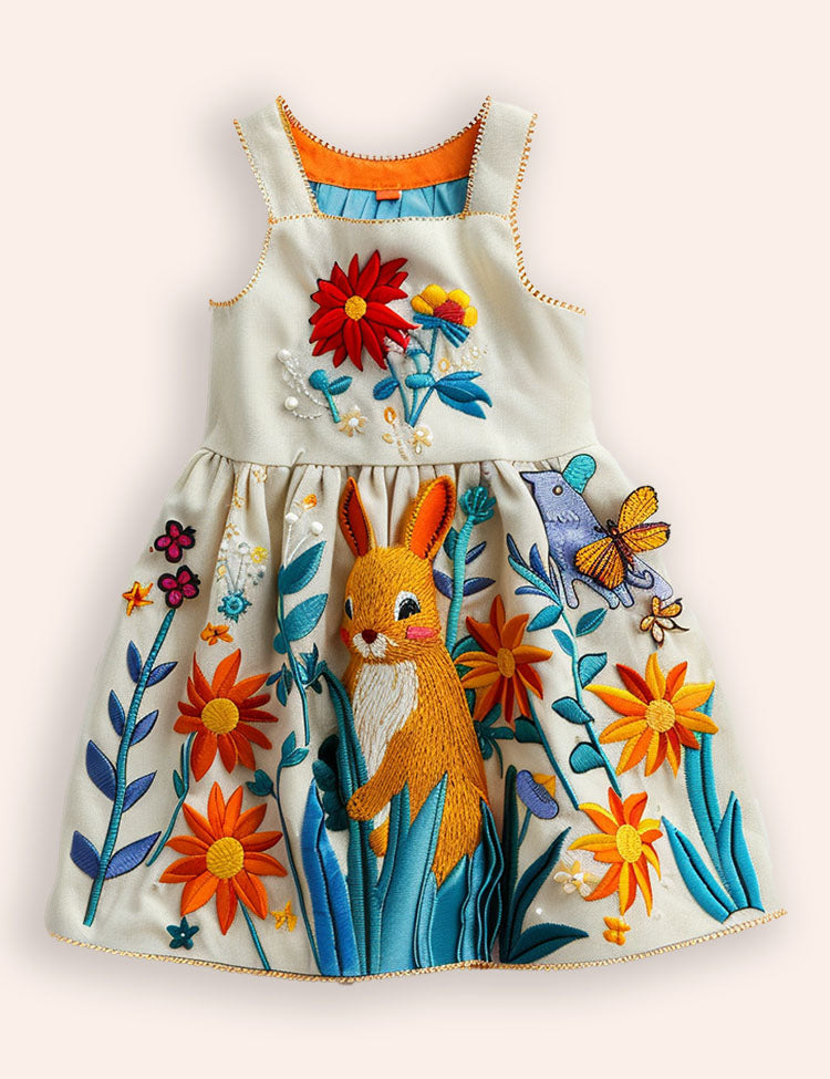 Bunny Flroal Appliqué Dress