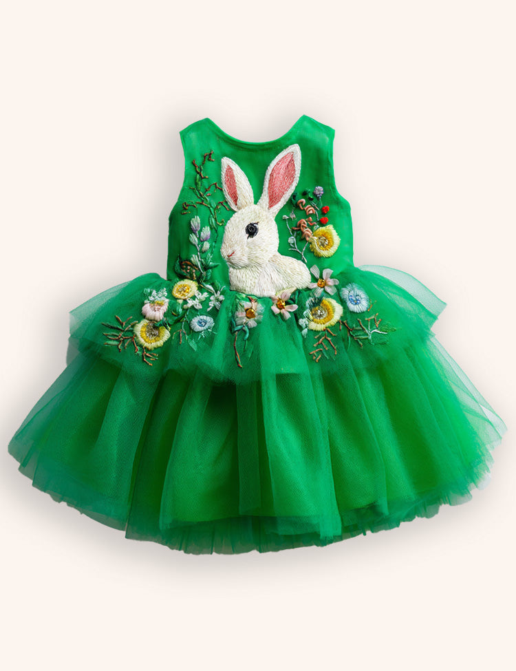 Flower Bunny Party Tulle Dress