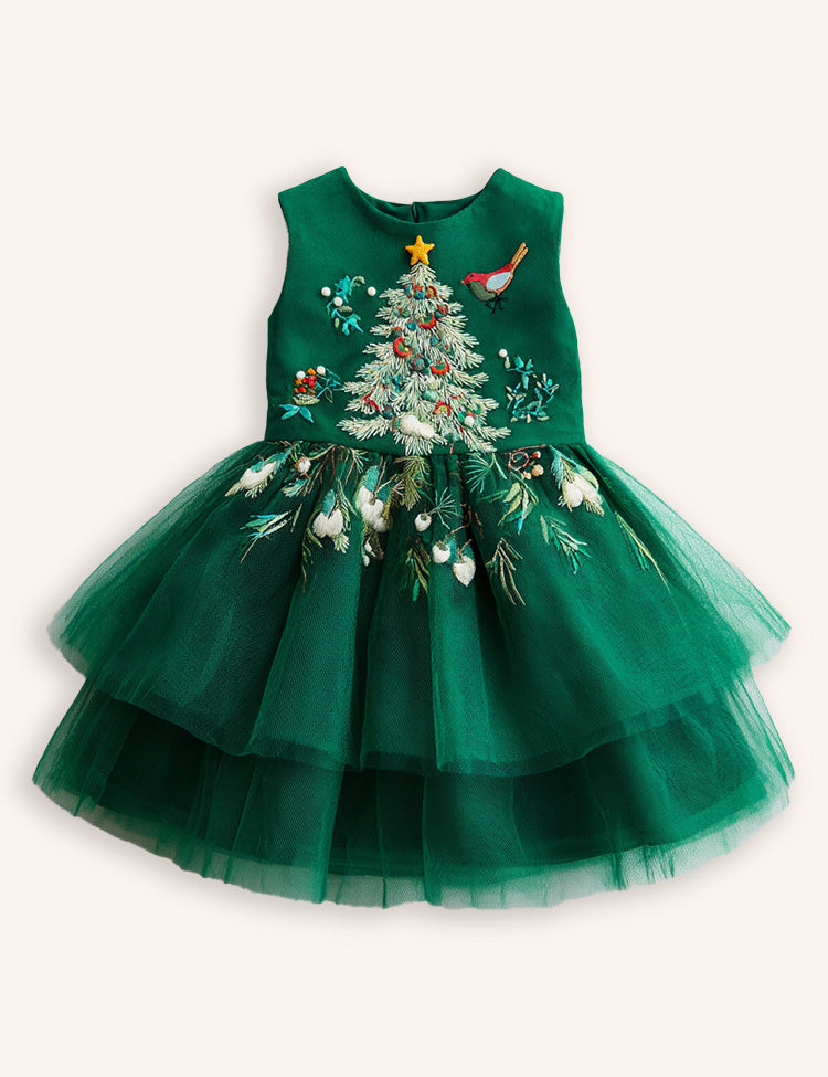 Christmas Tree Tulle Appliqué Dress