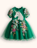 Floral Unicorn Appliqué Tulle Party Dress