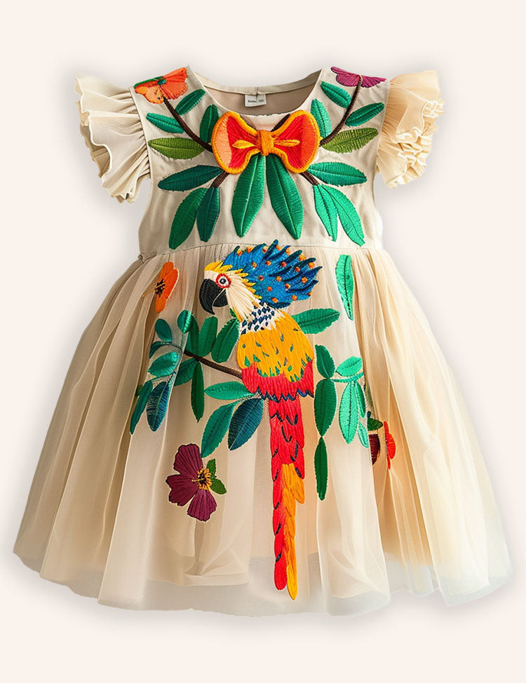 Vestido de fiesta de tul de mariposa jardín