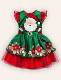 Christmas Santa Embroidery Long Tulle Dress