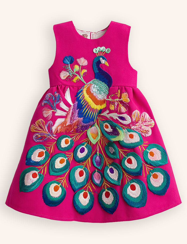 Peacock Embroidery Dress