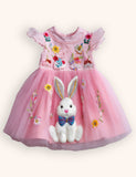 Tulle Floral Bunny Appliqué Party Dress