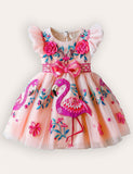 Flamingo 3D Floral Tiul Guulle Dress