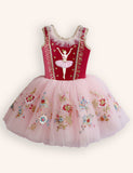 Floral Ballet Girl Appliqué Tulle Dress