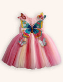 Rianbow Butterfly Appliqué Tulle Party Dress
