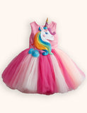 Floral Unicorn Appliqué Tulle Party Dress