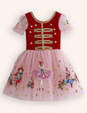 Floral Ballet Girl Appliqué Tulle Dress