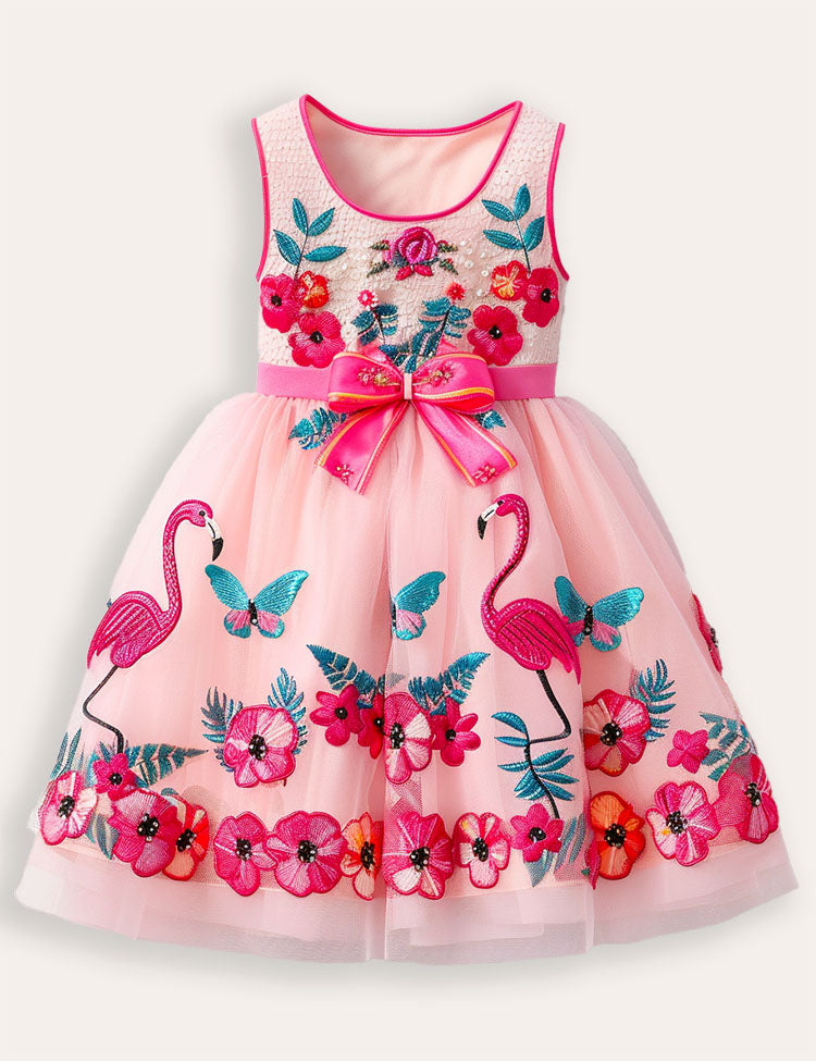 Flamingo Flower Tiul Guulle Dress